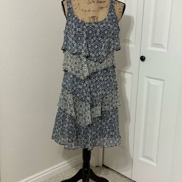 Robbie Bee Navy and White Asymmetrical Dress - Picture 1 of 4